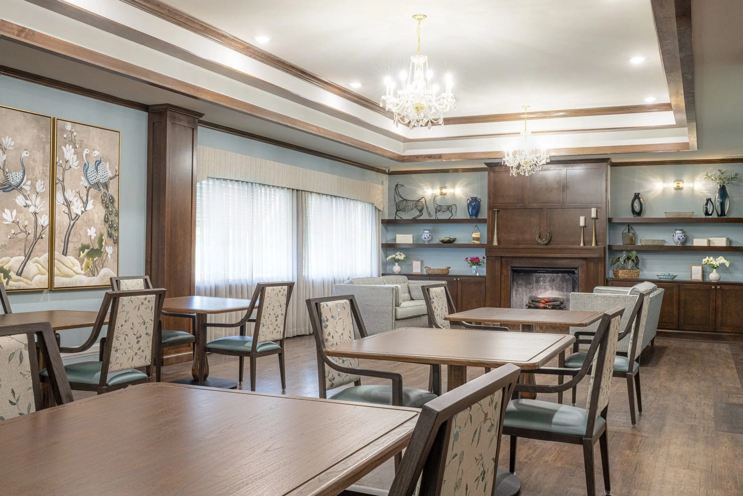 Open living area with tables and chairs